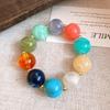Collier Rond en Acrylique Perlé Style Bohème Chaîne de Cou Élastique pour Femmes