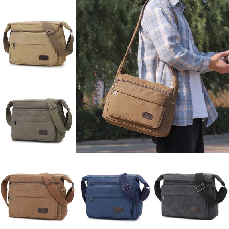 Large Capacity Canvas Shoulder Bag For Men Street Style Durable Material Travel Companion