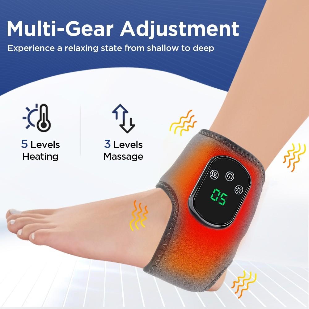 Portable Electric Heating Ankle Brace Arthritis Foot Heel Pain Relief Massager 5 speeds Infrared Hot Compress Therapy Device