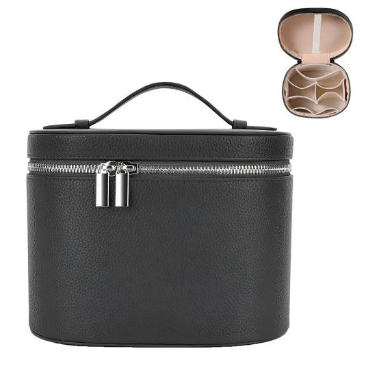 Wodoodporna kosmetyczka podróżna ze sztucznej skóry, organizer na kosmetyki z przegródką i rączką, przenośna kosmetyczka dla kobiet