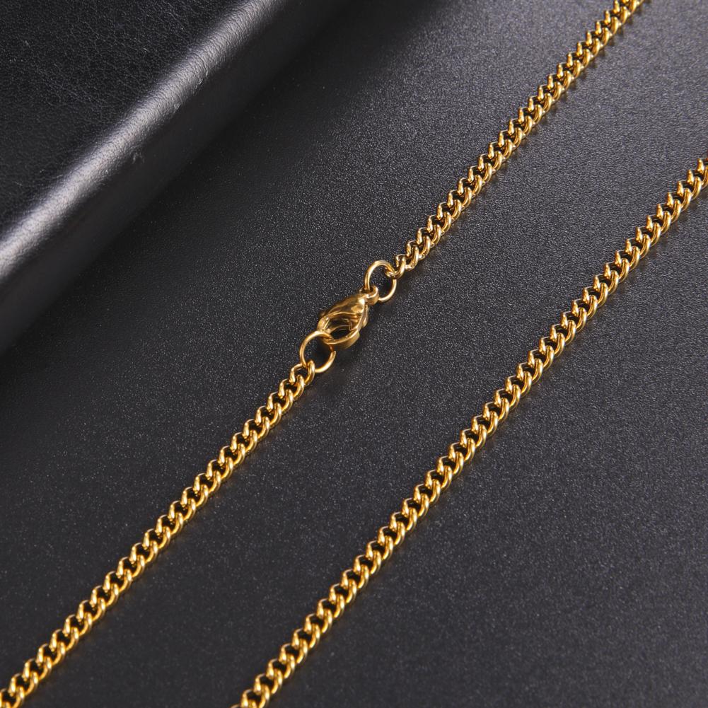 Skyrim Fashion 60cm Long Box Chain Necklace Men Stainless Steel Black Gold Color Link Chains Basic Punk Zircon Wholesale