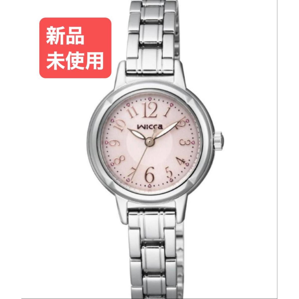 Used CITIZEN wicca ladies watch pink dial silver new unused
