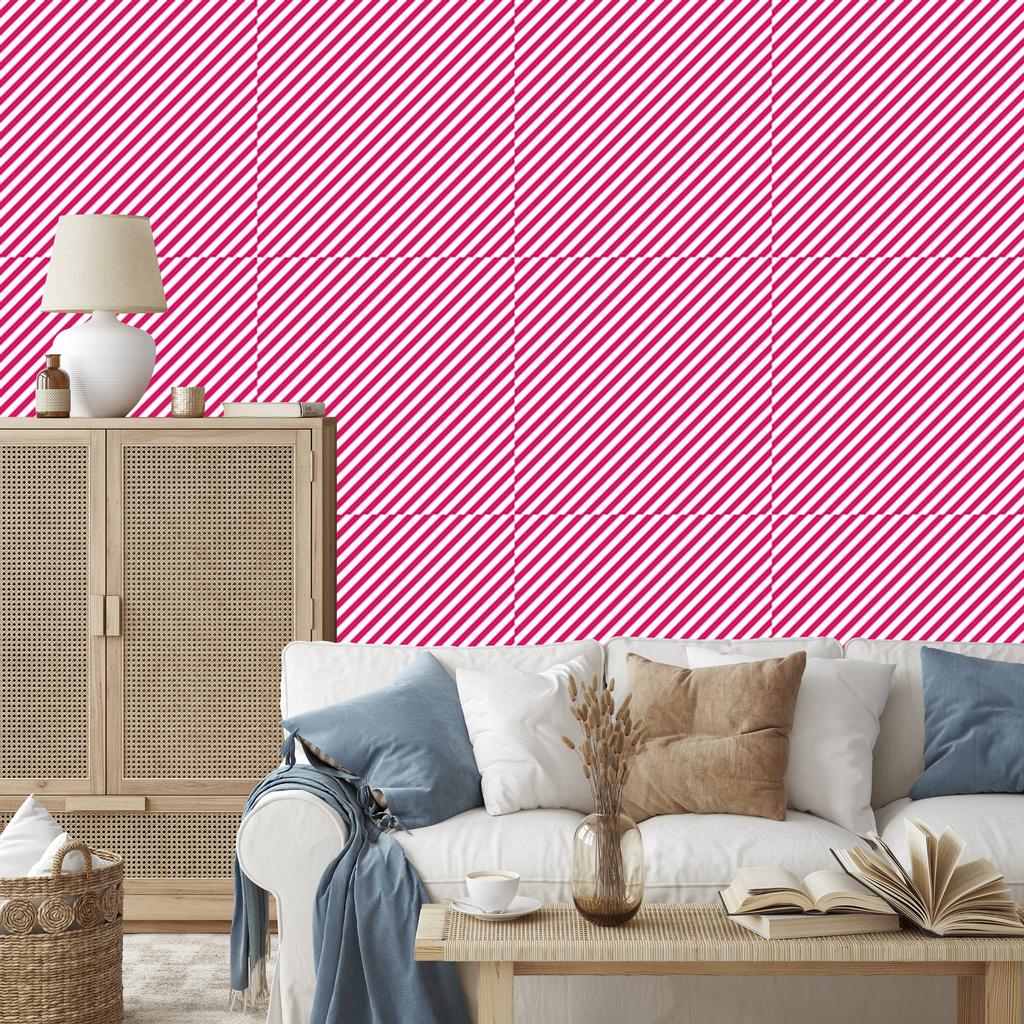 Powder pink and purple stripes wallpaper, soft shapes 50x1000