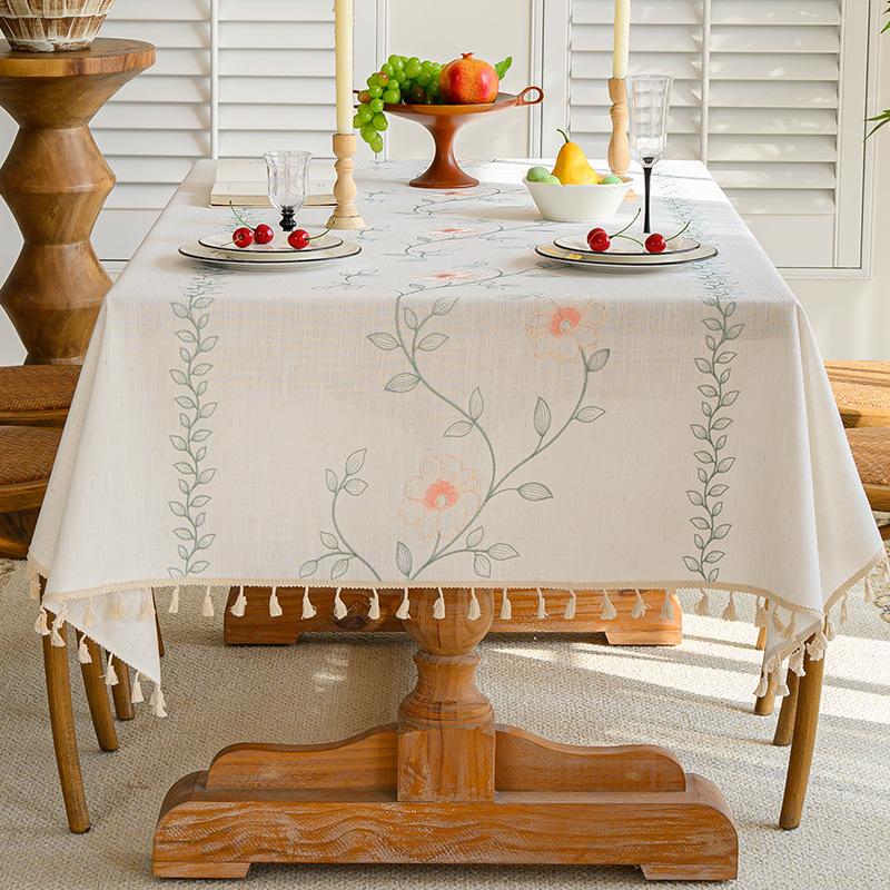 Tablecloth French White Simple Light Luxury High-End Dining Table North Style Table Fabric Square Cover