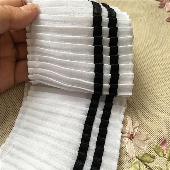 

Широкий 8,5 см в студенческом стиле, белый черный эластичный плиссированный шифон, швейная тюль, кружевная лента, отделка края для платья, принадлежности для самостоятельного изготовления