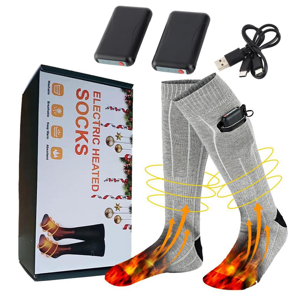 Heated Socks 4000mAh Rechargeable Heating Socks for Men Women Winter Warm Stockings with 3