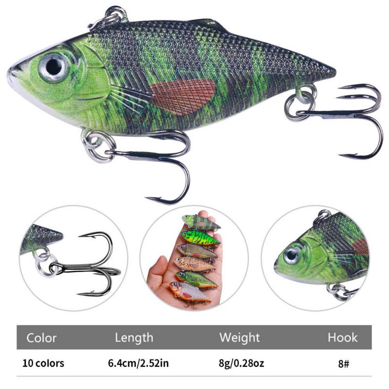 10PCS 6.4CM-8GPaintedVIBNew Model of Artificial Lure Bait, Sinking typevibArtificial Bait Fishing Gear Set