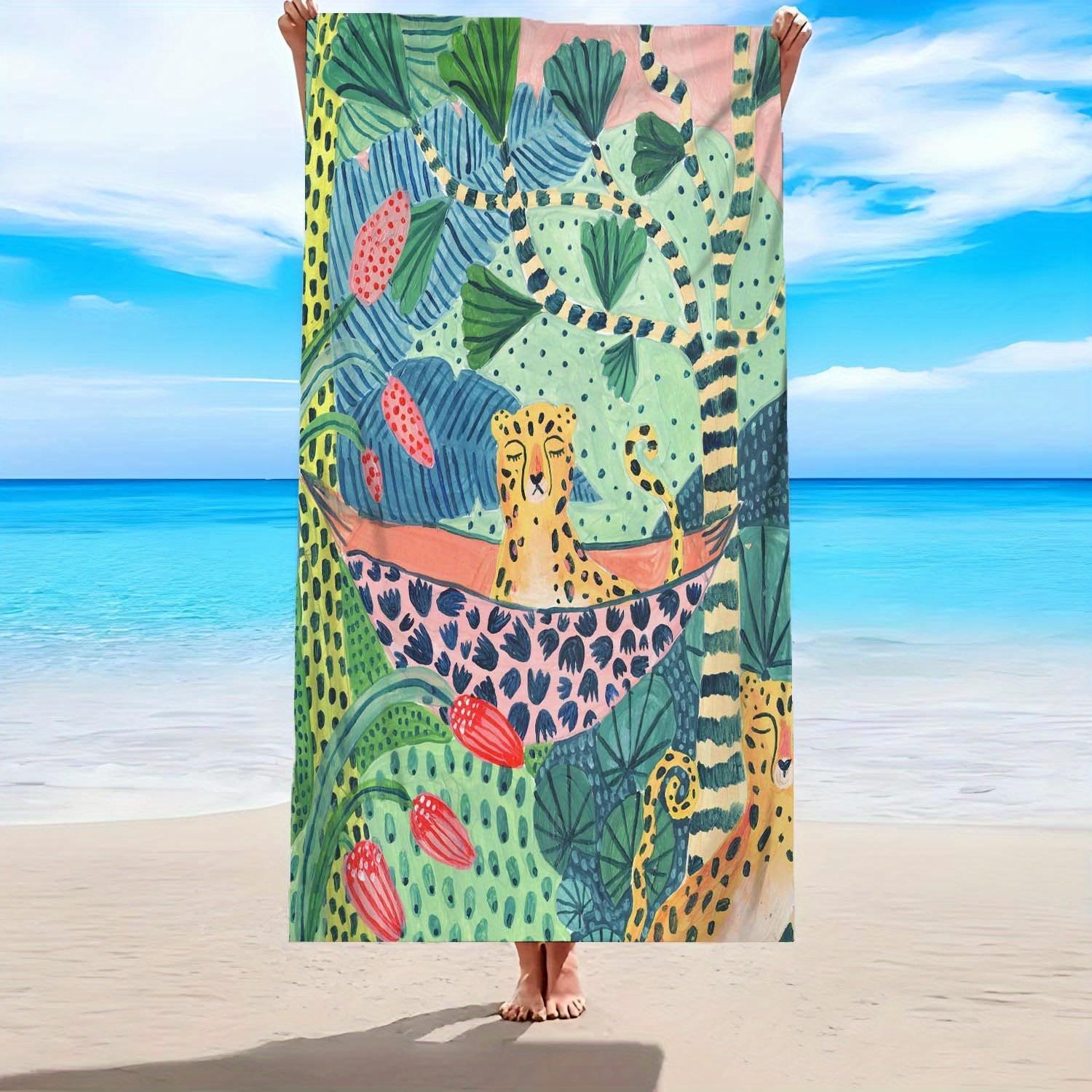 

Cheetah Hammock Pattern Quick Drying Beach Towel, Polyester for Surfing Swimming Yoga W30*H60(CM)