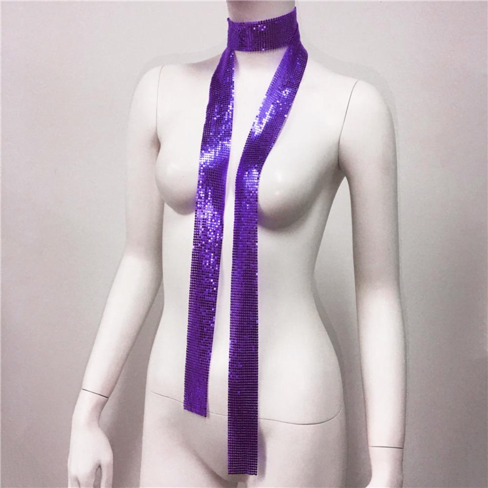 Aesthetic Sequin Scarf Metal Bling Neckerchief Lightweight Slender Scarf  Party