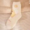 Kleine Gelbe Enten Socken Damen Wadenlang Herbst Winter Niedlich Kawaii Flauschig Nerz Samt Zuhause Boden Korallen Samt Schlaf Socken