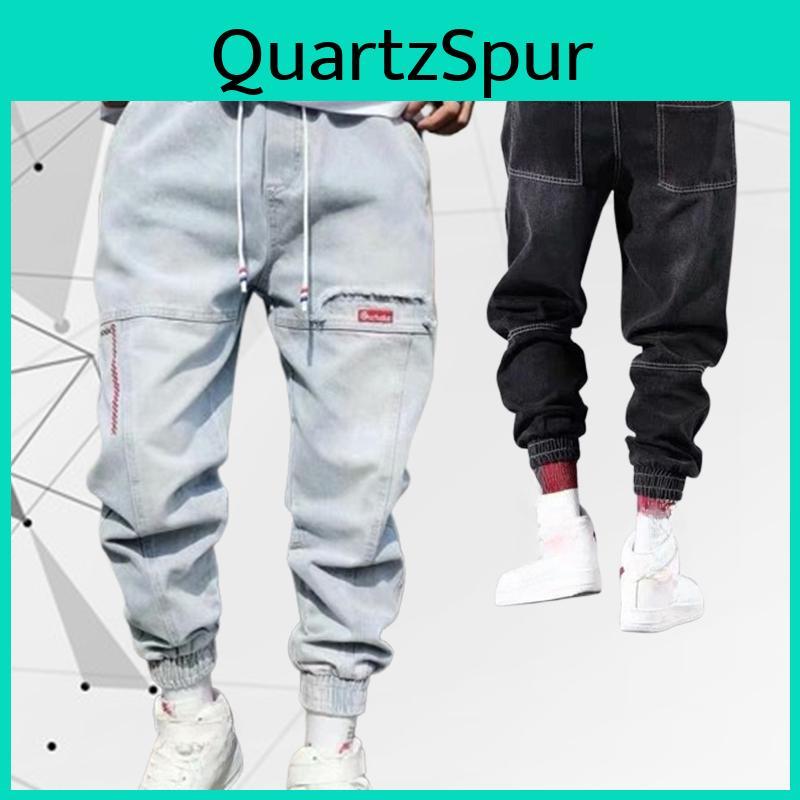 Men Cargo Pants Hip Hop Harem Pants Drawstring Loose Mens Jeans Casual Plus Size Cropped Trousers Joggers Fashion Pants