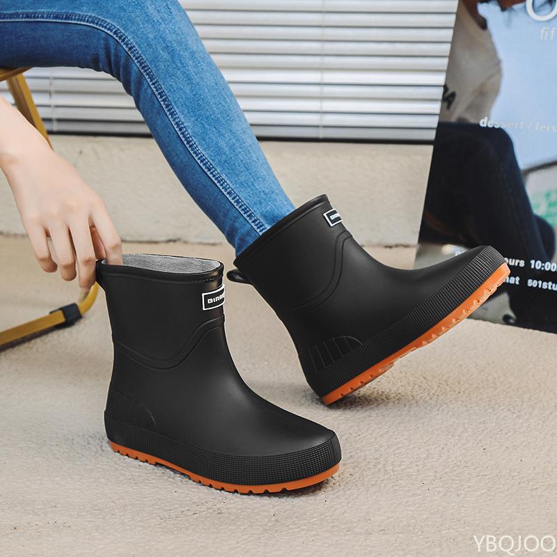 

Women s new mid length rain boots Designer Fashion non slip water shoes Waterproof short rain boots Luxury Comfort ladies Shoes 36 чёрный