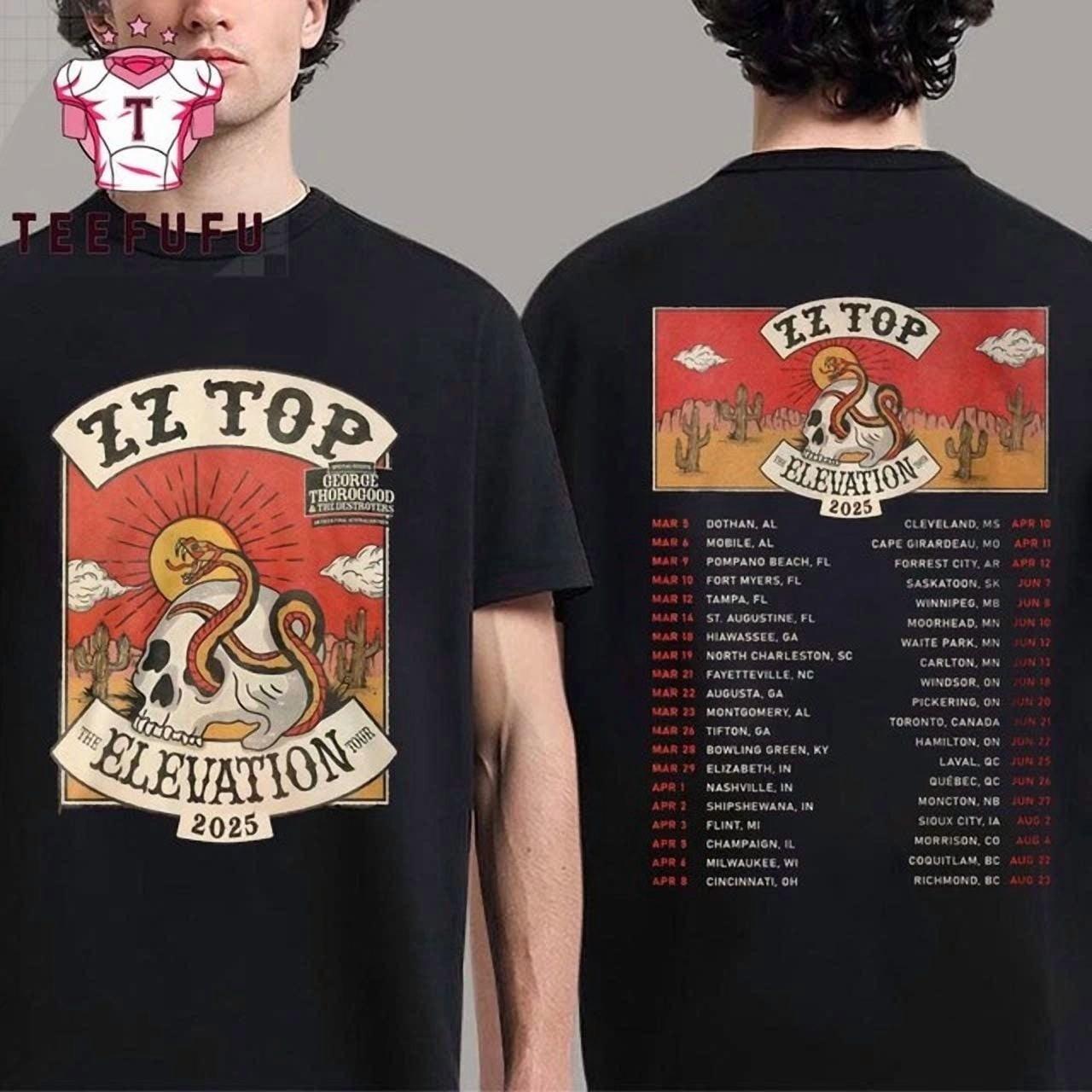 ZZ Top The Elevation Tour 2026 Scheduler Unisex T-Shirt All Size L