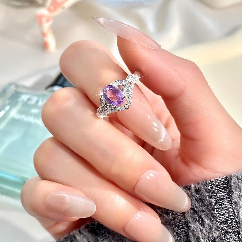 S925 Silver Natural Stone Leaf Open Ring, Multiple Colors, Minimalist Fashion Jewelry Accessory for Girls, Gift for Her