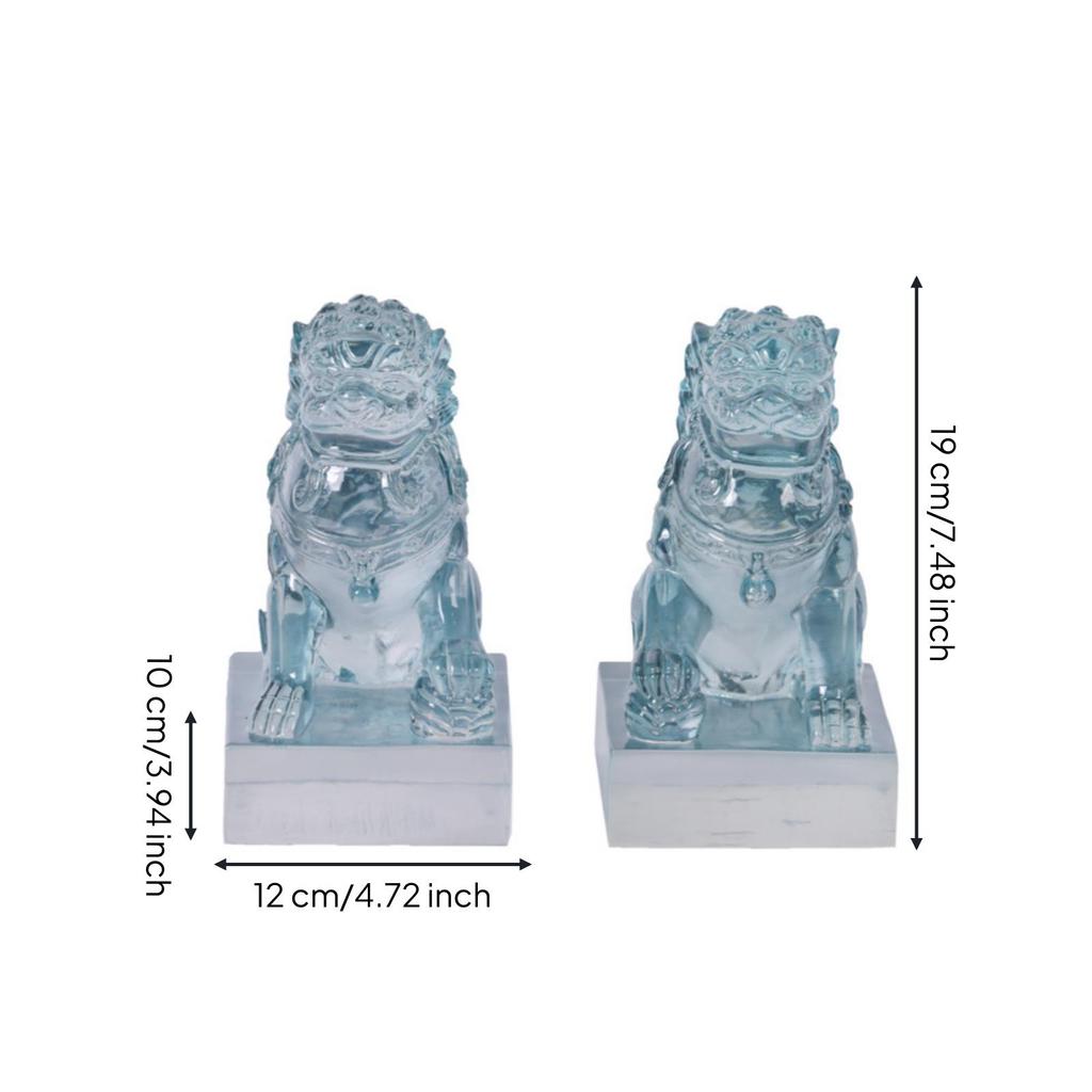Lion Figurines Chinese-Styled Standing Ornaments Carved