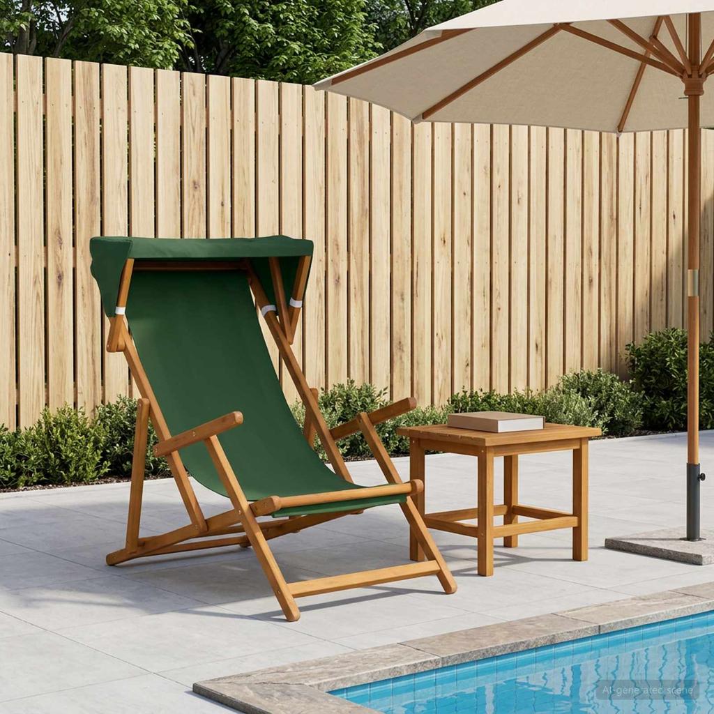Recliner 3 Position Solid Eucalyptus Wood Green