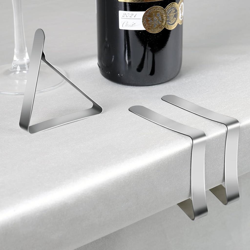 12PCS Stainless Steel Windproof Triangle Tablecloth Clamps