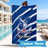 Custom Name Beach Towel Crystal Palace Crest Art Microfiber Beach Towel, Lightweight for Summer Travel, Swimming Pool Fan Birthday Gift