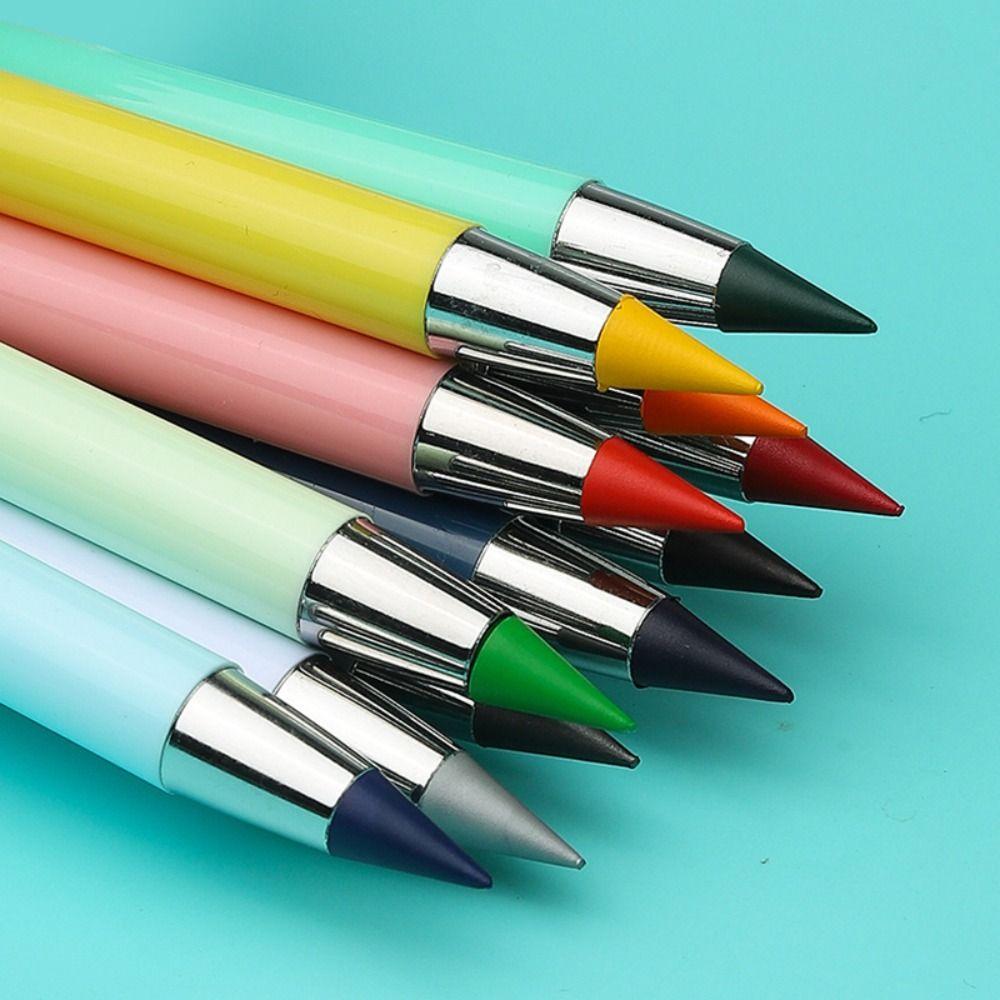 12pcs Macaron Color HB Colored Pencils Set With Eraser No Sharpening Eternity Pencils Drawing Sketching Pencil School Office
