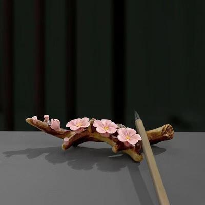 Stylish Plum Blossom Incense Burner, Incense Stick Holder, and Brush Rest, Handmade Porcelain, Perfect for Buddhist Altars, Tea Rooms, Yoga, and