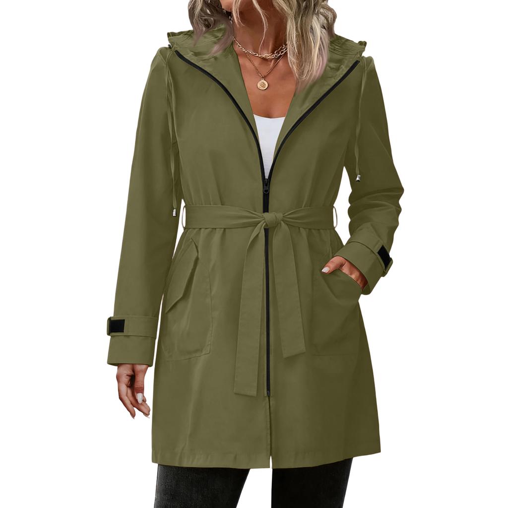 Damen Regenmäntel Mit Kapuze Leichte Outdoor Kapuzen Windjacke Trenchcoat Jacke Große Größen
