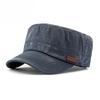 Vintage Washed Cotton Military Cap for Men Women Flat Top Hat British Style Army Cadet Cap Outdoor Casual Breathable Peaked Hat All Seasons