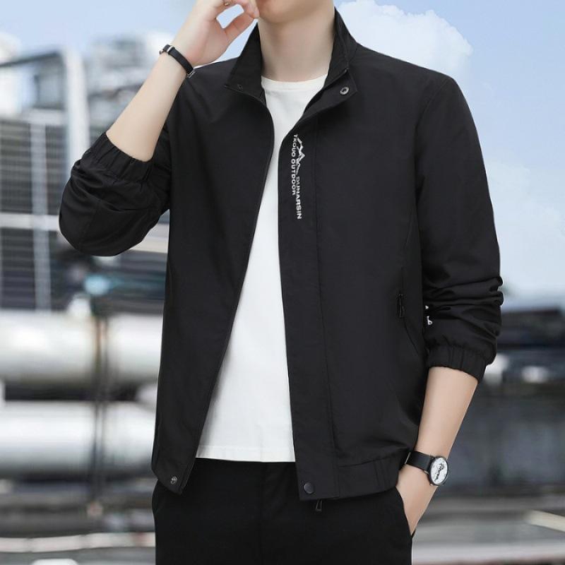 Middle-aged and Young Men's Casual Jackets for Spring and Autumn, Stand-up Collar Jackets for Men, Loose and Cool Spring Wear