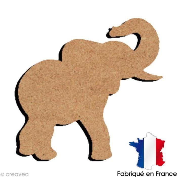 Décoration en bois - Eléphant avec trompe en l'air - Marron - Adulte - Mixte