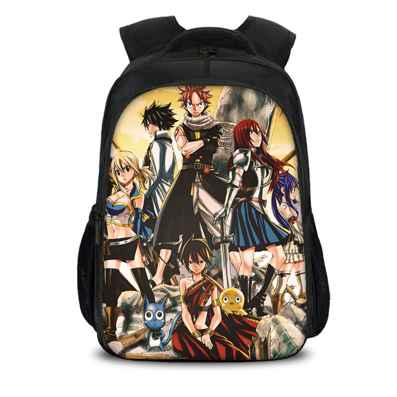 FAIRY TAIL Double layer Backpack Cartoon Anime Printed Student Boys and Girls New Large Capacity Versatile