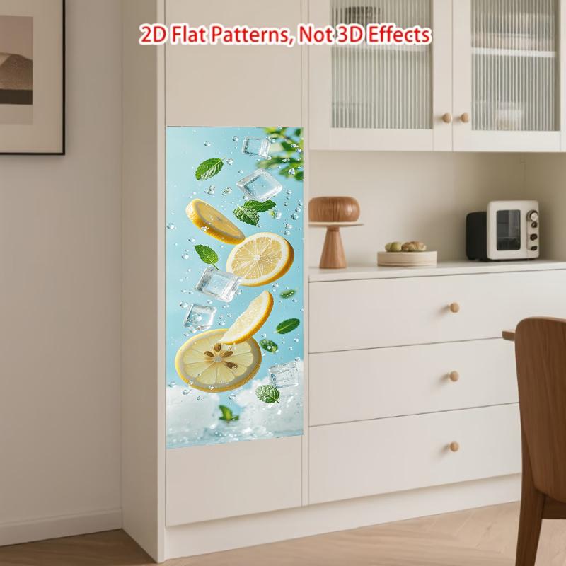 84Style Fridge Stickers Refrigerator Cover Door Landscape Plant Sea Vinyl Self Adhesive Kitchen Furniture Decor Wrap Freezer Sticker DIY