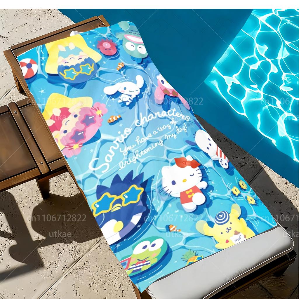 1pc Sanrio Characters Beach Towel Quick Dry Lightweight Microfiber Bath Towel for Swimming Surfing Camping Unisex Holiday Gift