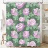 Luxury Rose Print Shower Curtain Waterproof Home Decor Bathroom Accessories Pink Purple Floral Pattern Green Pastel Colors 72 x