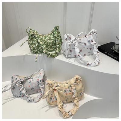 Bolsa de Mão Plissada Premium Bolsa de Ombro Floral Fashion Feminina Nova Pequena Fresca Moderna Versátil Bolsa de Axila