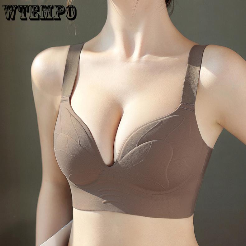 Large Size Push Up Bra Women's Thin Underwear Women's Full Cup Bra No Steel Ring Bra Adjustable Anti Sagging Bra