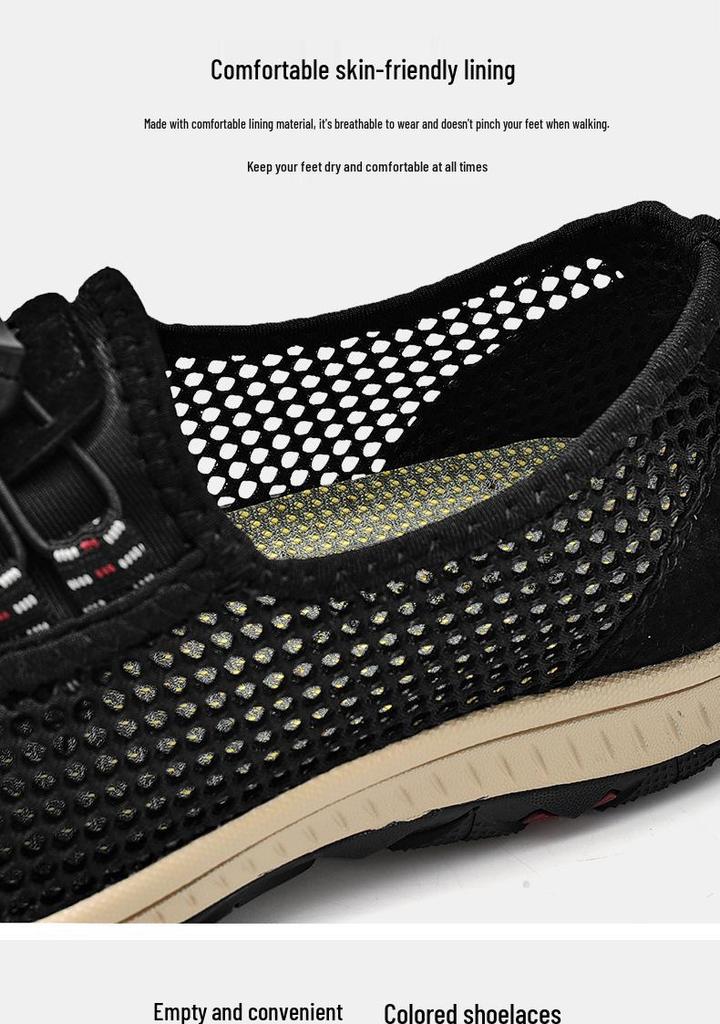 Men's Summer Mesh Non-Slip Outdoor Sports Shoes - Breathable, Wear-Resistant, Large Size Hiking & Travel Sneakers.
