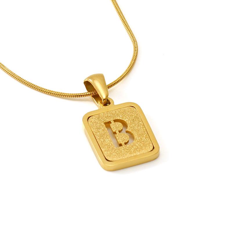 Colier cu pandantiv cu 26 de litere placat cu oțel inoxidabil cu design lanț șarpe rotund