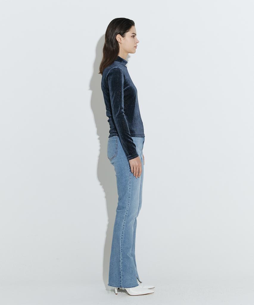 Chaenyuyog High-Neck Velvet Top [Blue]