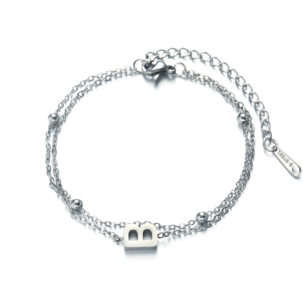 Dreamtimes 26 Alphabet Letter Charm Bracelet Silver Color Chain Initial Bracelets For Women Jewelry Adjustable Birthday Gift