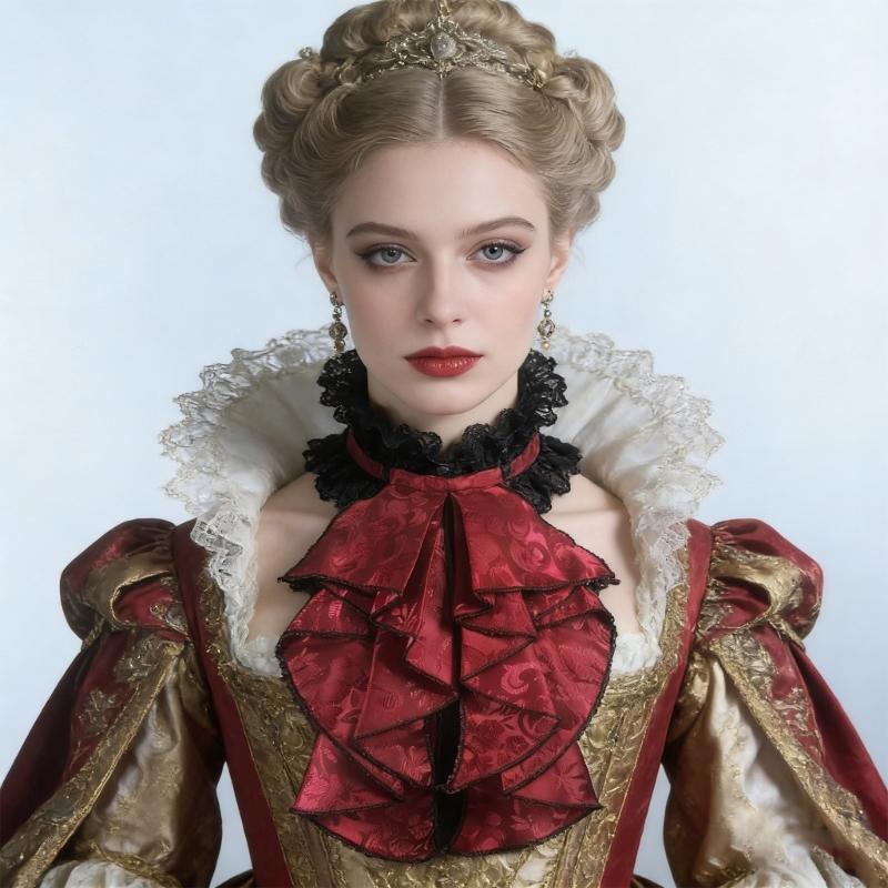 Decorative Jabot Collar Costume Accessory Neckpiece Lace Ruff Collar for Dramatic Outfit Formal Occasion Photography