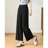 TERRE BLEUE Women's Loose Fit Linen Blend Cropped Wide-Leg Pants