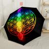 Flower of Life Rainbow Pattern Automatic Umbrella Retractable Design with 8 Rib Durability Durable Plastic Iron Travel Essential