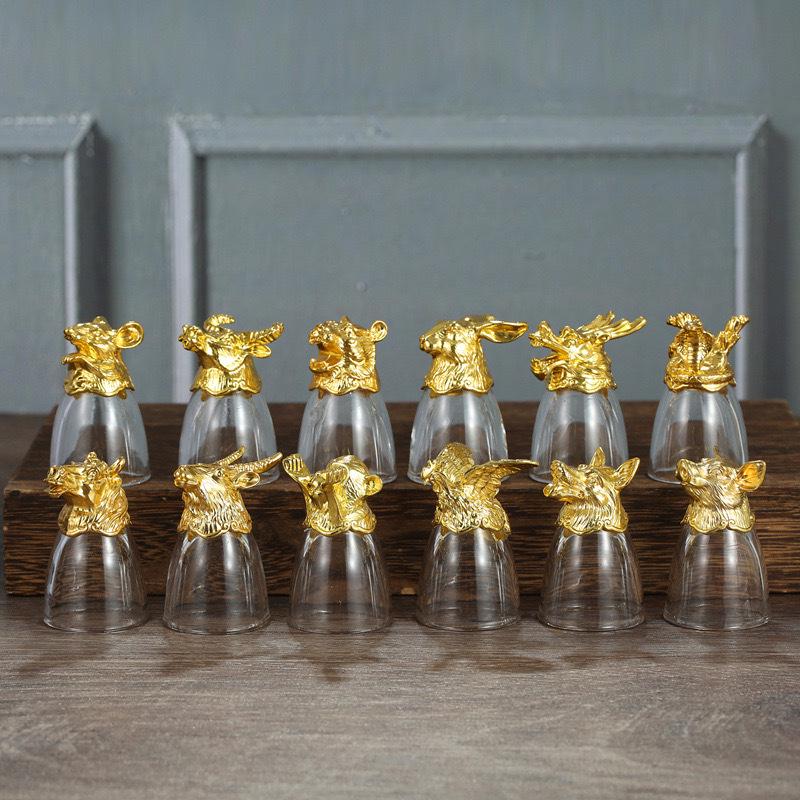 Chinese Zodiac Baijiu Cup Set: Elegant Small Wine Goblets with Gift Box – Ideal for Gifting or Promotional Presents.