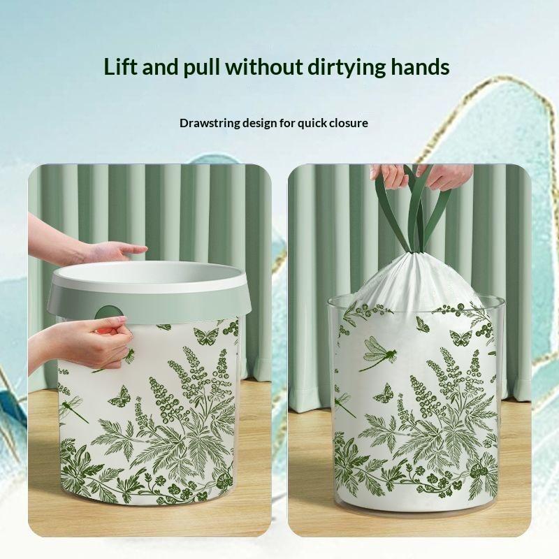 10/50Pcs Drawstring Trash Bags With Mugwort Scent Extra Thick Tear Resistant For Kitchen Bathroom Daily Use