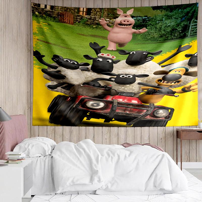 1PC Sheep Friends Adventure Tapestry Accessories Playroom Tapestry, for Bedroom,Livingroom, dormitory Room Wall Decor Fan Birthday Gifts