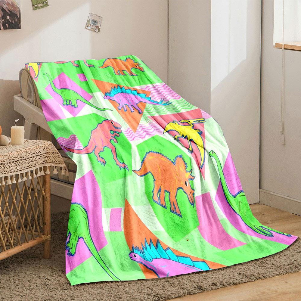 Stil Cartoon Dinosaurier Graffiti Stil Druck Decke Zuhause Reise Camping für Erwachsene und Kinder Luxuriöse Geschenke Mehrere Größen