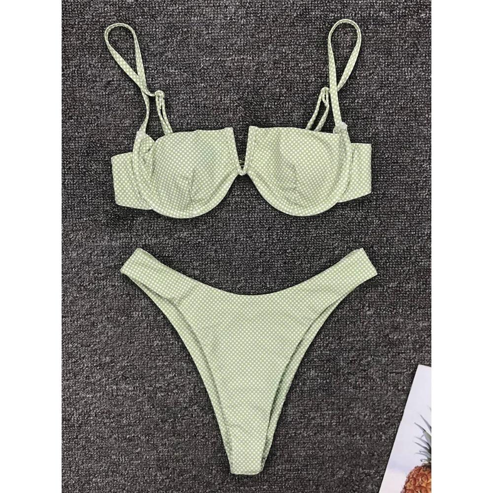 Underwired V-Bar Bikinis 2026 Polka Dot Bikini Women Swimsuit Female Swimwear Two Pieces Bikini Set Push Up Bathing Suit Swim