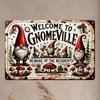 Vintage Gnome Welcome Sign Metal Wall Decor Weatherproof Outdoor Garden Art
