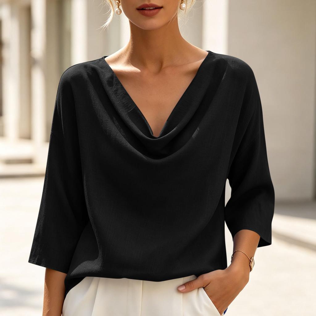 Women's Casual V-Neck Loose Pullover Top