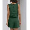 Women's 2-piece Casual Fashion Suit  Linen Shorts Sleeveless Top Vest
