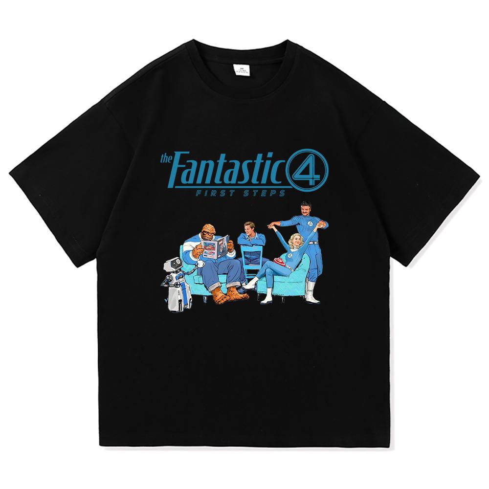 The Fantastic Four First Steps T Shirt 2025 Movie Women Clothing Harajuku Unisex High Quality Cotton Tops Gifts Graphic Tshirts